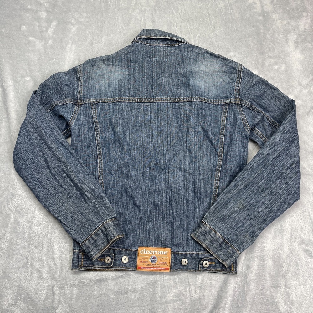Cicerone Trucker Jacket Mens Small Blue Denim Long Sleeve Collared Button Front - Picture 2 of 8